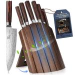 SYOKAMI Knife Set 7 Piece Japanese Style Kitchen Knife Set With Foldable Magnetic Acacia Wood Block Sharp High Carbon Stainless Steel Knives Set for Kitchen with Anti-slip Ergonomic Handle, Ideal Gift
