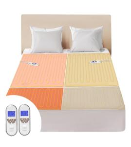 Bwarm Premium Multi-Zone Electric Heated Mattress Pad Queen Size, 60" x 80", Dual Controllers, 9 Heat Settings, 1-12 Hours Auto Off, Individual Body and Feet Settings, Machine Washable