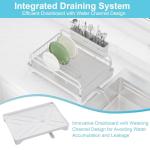 Dish Drying Rack for Kitchen Counter - Large Capacity Dish Drying Rack with Drainboard, Kitchen Sink Dish Rack, Countertop Dish Drainer Rack with Cutlery Holders Dish Dryer Rack White