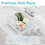 Dish Drying Rack for Kitchen Counter - Large Capacity Dish Drying Rack with Drainboard, Kitchen Sink Dish Rack, Countertop Dish Drainer Rack with Cutlery Holders Dish Dryer Rack White