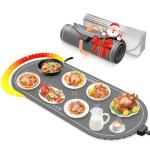 Food Warming Mats for Countertop Extra Large(XXL 36"x15"),Electric Heating Pad for Food,Roll Up Silicone Warmer Mat for Party,Christmas House Warming Gift for Home Daily Use(Gray)