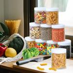 OUSHINAN 36PCS 8OZ Plastic Jars with Screw On Lids, Labels Refillable Empty Round Slime Containers for Storing Dry Food, Honey Jam, Cream, Butter, Lotion (White)