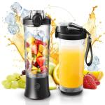 Portable Blender for Shakes and Smoothies, 20oz Rechargeable Electric Protein Shaker Bottle with 6 Leaf Blade, Travel Lid, Mini Small Personal Juicer Blender Cup for Gym, Travel, Kitchen, Office, Home