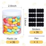 OUSHINAN 36PCS 8OZ Plastic Jars with Screw On Lids, Labels Refillable Empty Round Slime Containers for Storing Dry Food, Honey Jam, Cream, Butter, Lotion (White)