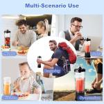 Portable Blender for Shakes and Smoothies, 20oz Rechargeable Electric Protein Shaker Bottle with 6 Leaf Blade, Travel Lid, Mini Small Personal Juicer Blender Cup for Gym, Travel, Kitchen, Office, Home