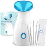Pure Daily Care NanoSteamer Large 3-in-1 Nano Ionic Facial Steamer with Precise Temp Control - Humidifier - Unclogs Pores - Blackheads - Spa Quality - Bonus 5 Piece Stainless Steel Skin Kit (Teal)