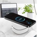 ODISTAR Desk Vacuum Cleaner with Wireless Charger, Mini Table dust Sweeper Energy Saving,Endurance up to 400 mins, Cordless&360º Rotatable for Keyboard/Home/School/Office (White Wireless Charger)