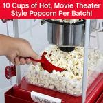 West Bend Popcorn Popper Machine Theater Style on Wheeled Cart with Non-Stick 2.5 Oz Stainless Steel Popcorn Kettle, Storage Shelf, and Popcorn Scoop, 10-Cup, Red