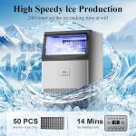 Mountman Commercial Ice Maker,110lbs/24H,Stainless Steel Under Counter Ice Machine with Water Filter,33lbs Storage Capacity, 50 Cubes in 14 Mins, Freestanding Ice Machine for Home/Bar/Cafe/Restaurant