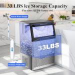 Mountman Commercial Ice Maker,110lbs/24H,Stainless Steel Under Counter Ice Machine with Water Filter,33lbs Storage Capacity, 50 Cubes in 14 Mins, Freestanding Ice Machine for Home/Bar/Cafe/Restaurant