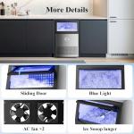 Mountman Commercial Ice Maker,110lbs/24H,Stainless Steel Under Counter Ice Machine with Water Filter,33lbs Storage Capacity, 50 Cubes in 14 Mins, Freestanding Ice Machine for Home/Bar/Cafe/Restaurant