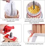 3.17Gal/12L Fruit Wine Press, Cast Iron Manual Grape Presser for Wine Making, 100% Nature Wood Basket with 8 Blocks Heavy Duty Manual Juice Cider Wine Making Press for Kitchen Home Outdoor, Oak