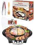 Soupify 2 in 1 Hot Pot with Grill, Electric Korean BBQ Grill, Independent Dual Temperature Control & Non-stick Pan, Multi-function Smokeless Barbecue Grill for Family and Friends Gathering