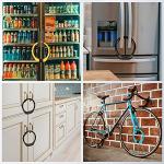 Hestya 3 Pieces Fridge Freezer Refrigerator Cabinet Lock, 10000 Combinations Safety Locks for French Doors, Safe Strap Kitchen Bathroom Doors Rv No Screw Fridge Lock(Black, Blue, Orange)