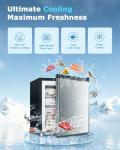 Feelfunn 1.1 Cu.ft Mini Freezer - Compact Upright Freezer with 7 Adjustable Thermostat, Removable Shelf, Reversible Single Door, 360°Uniform Cooling Small freezer for Home Office Kitchen Dorm, Silver