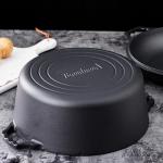 Bruntmor Pre-Seasoned Cast Iron Double Dutch Oven with Skillet Lid - 7 Quart All-in-One Casserole and Braising Pan - Heavy Duty and Oven Safe Black Cookware for Versatile Cooking - 14.7 x 6.9 Inches