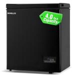 DEMULLER Chest Freezer with Electronic Panel, Accurate Temperature Display to 1 ℉ 4.0 Cu.ft Deep Freezing Machine with 2 Removable Baskets Suitable for Home Kitchen Apartment Black