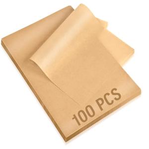 100Pcs Parchment Paper Sheets, 9x13 In Unbleached Parchment Paper for Baking Grilling Air Fryer and Steaming, Precut Non-Stick Parchment Baking Sheets in Quarter Size for Bread Cakes Cookies Kovpnor