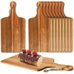 10 Packs Acacia Wood Cutting Board, 15 x 7 Inch Plain Chopping Board with Handles Large Serving Board Wooden Kitchen Cutting Board Bulk with Ropes for Vegetables Meat Pizza Cheese Fruit Bread