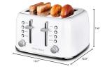 Roter Mond Toaster 4 Slice Retro Stainless Steel with Extra Wide Slots Bagel, Defrost, Reheat Function, Dual Independent Control Panel, Removable Crumb Tray, 6 Browning Levels, White