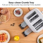 Roter Mond Toaster 4 Slice Retro Stainless Steel with Extra Wide Slots Bagel, Defrost, Reheat Function, Dual Independent Control Panel, Removable Crumb Tray, 6 Browning Levels, White