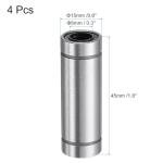 uxcell 4Pcs LM8LUU Linear Bearing 8mm Bore 15mm OD 45mm Length Linear Ball Bearings Double Side Rubber Sealed Bearing Steel for CNC Machine 3D Printer Food Packaging Machine