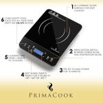 PrimaCook Portable Induction Cooktop - Single Burner Induction Hot Plate - Safe, Fast Heating for Gourmet Cooking - Sleek Design with Touch Controls - Energy Efficient Home Food Preparation (Black)