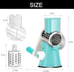 Cambom Rotary Cheese Grater Hand Crank Cheese Shredder for Fresh Cheese, Vegetable, Nuts,Non-slip Suction Base, Free Cleaning Brush Three Blades, Blue