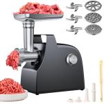 GuanQiao Upgraded Electric Meat Grinder: 3000W Max For Home Kitchen, With Handle. Heavy Duty, 3 Blades, 3 Plates, Sausage Stuffer Tubes & Kubbe Kit (Black)