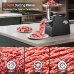 GuanQiao Upgraded Electric Meat Grinder: 3000W Max For Home Kitchen, With Handle. Heavy Duty, 3 Blades, 3 Plates, Sausage Stuffer Tubes & Kubbe Kit (Black)
