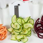 Paderno World Cuisine 3-Blade Vegetable Slicer / Spiralizer, Counter-Mounted and includes 3 Stainless Steel Blades