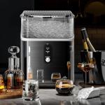 Nugget Ice Maker Countertop, 35Lbs/Day Portable Table Top Machine with Chewable & Crushed Ice, Self-Cleaning, One-Touch Operation for Home(Stainless Steels Black)