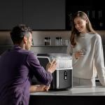 Nugget Ice Maker Countertop, 35Lbs/Day Portable Table Top Machine with Chewable & Crushed Ice, Self-Cleaning, One-Touch Operation for Home(Stainless Steels Black)