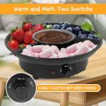 Fondue Pot Electric Set for Chocolate and Nacho Cheese, Chocolate Fondue Kit with Dipping Forks, Temperature Control, 9-ounce Detachable Bowl, Gift Set Date Night Idea Movie Night Game Night Gift Set