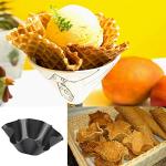 Abgream Tortilla Pan Set - 6 Pack Carbon Steel Non-Stick Taco Salad Bowl Tortilla Shell Maker Black Baking Pans with a Silicone Potholder and a Basting Brush (Small)