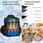 TENKIST Expandable Tactical Lunch Box, Large Insulated Lunch Cooler Bag Heavy Duty Leakproof Lunch Pail for Men Adults Work Office Outdoor Picnic Trips,16L,Black