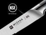 WIZEKA Steak Knives Set of 6 - German Stainless Steel - 5 Inches Serrated Straight Edge Steak Knife Set, One Piece Design Knife Set of Steak with Box, Silver Wings Series