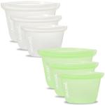 Reusable Platinum Silicone Food Storage Bags, Leak-Proof, BPA-Free & Airtight, Eco-Friendly, Dishwasher Safe, Multi-Purpose Bags for Food, Travel & Organization, Set of 6 PACK (White&Green)