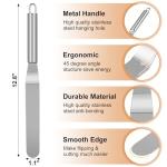 Crepe Spreader and Spatula Kit, Metal Handle Curved Offset Spacula 12", Stainless Steel 7" & 5" T-Shaped Batter Spreaders, Pancake Tool, Crepes Turner Sticks Fit Any Crepe Pan Maker, Pack of 3