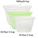 Reusable Platinum Silicone Food Storage Bags, Leak-Proof, BPA-Free & Airtight, Eco-Friendly, Dishwasher Safe, Multi-Purpose Bags for Food, Travel & Organization, Set of 6 PACK (White&Green)