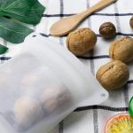 Reusable Platinum Silicone Food Storage Bags, Leak-Proof, BPA-Free & Airtight, Eco-Friendly, Dishwasher Safe, Multi-Purpose Bags for Food, Travel & Organization, Set of 6 PACK (White&Green)