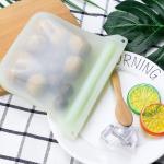 Reusable Platinum Silicone Food Storage Bags, Leak-Proof, BPA-Free & Airtight, Eco-Friendly, Dishwasher Safe, Multi-Purpose Bags for Food, Travel & Organization, Set of 6 PACK (White&Green)