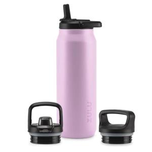 ZULU Base 40oz Stainless Steel Water Bottle with 3 Lids- Straw, Chug, Twist | Double Walled and Vacuum Insulated Metal Thermos | For Gym, Outdoor | Built in Carry Loop, Dishwasher Safe, Pink