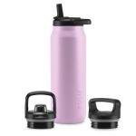 ZULU Base 40oz Stainless Steel Water Bottle with 3 Lids- Straw, Chug, Twist | Double Walled and Vacuum Insulated Metal Thermos | For Gym, Outdoor | Built in Carry Loop, Dishwasher Safe, Pink