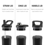 ZULU Base 40oz Stainless Steel Water Bottle with 3 Lids- Straw, Chug, Twist | Double Walled and Vacuum Insulated Metal Thermos | For Gym, Outdoor | Built in Carry Loop, Dishwasher Safe, Pink