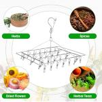 Tobeelec 4 Pcs Hanging Drying Rack for Herb Macrame Flower Drying Rack with 30 Stainless Clip Herb Dryer Hooks for Drying Herb Air Plants Spices Flowers Hydroponic Plants