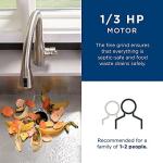 GE Continuous Feed Garbage Disposal, 1/3 Horsepower, Good for Grinding: Fruit Peels, Cooked Pasta, & Cereal, Easy Install Kit Included, Non-Corded, Recommended for 1-2 Person Homes
