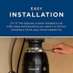 GE Continuous Feed Garbage Disposal, 1/3 Horsepower, Good for Grinding: Fruit Peels, Cooked Pasta, & Cereal, Easy Install Kit Included, Non-Corded, Recommended for 1-2 Person Homes