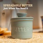PriorityChef Butter Crock with Lid with Water Line, Ceramic French Butter Dish to Leave On Counter, Light Grey