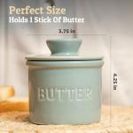 PriorityChef Butter Crock with Lid with Water Line, Ceramic French Butter Dish to Leave On Counter, Light Grey